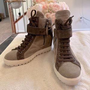 Miu Miu Gray Suede hidden Wedge Sneakers 37
